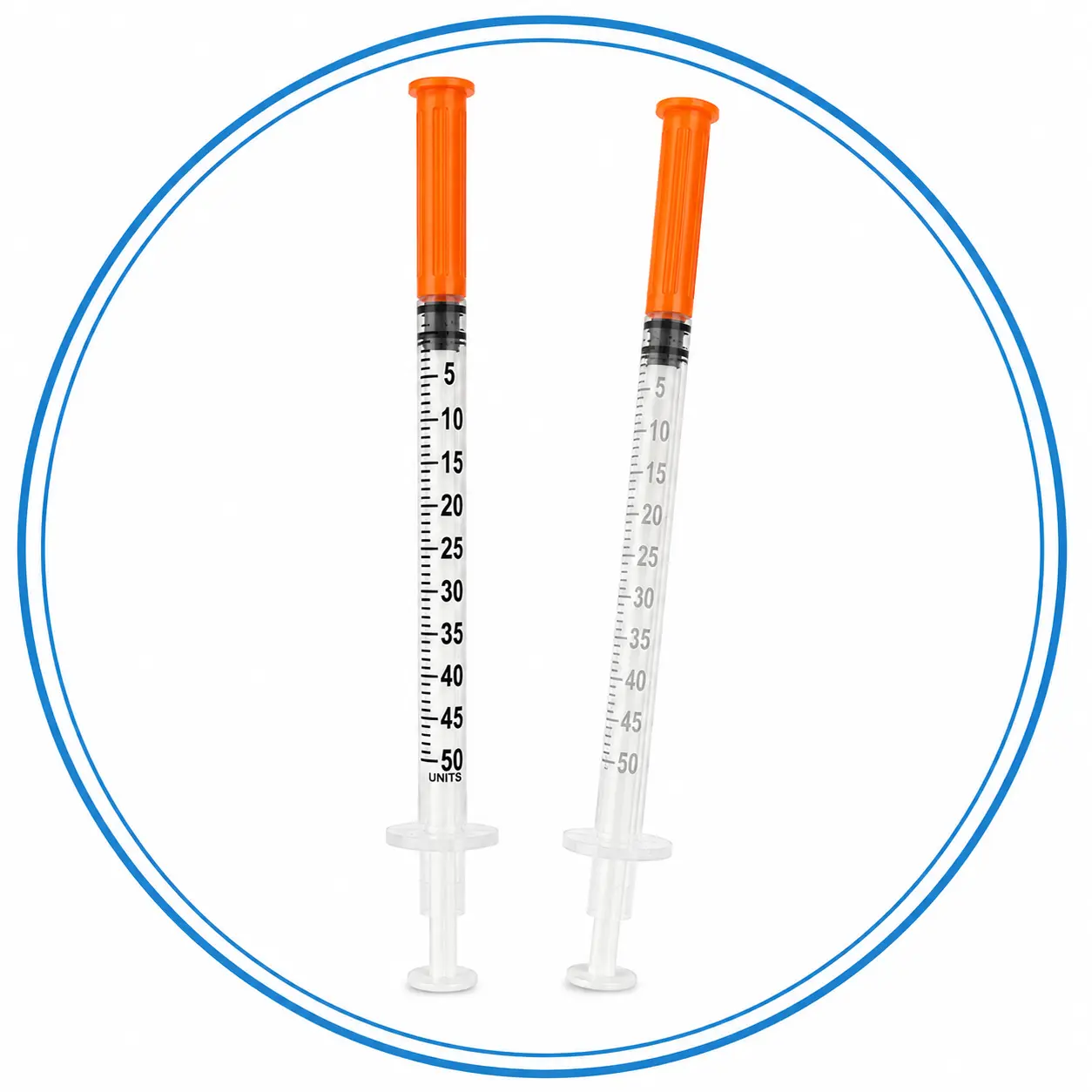 0.5 mL insulin syringe barrel with visible unit scale