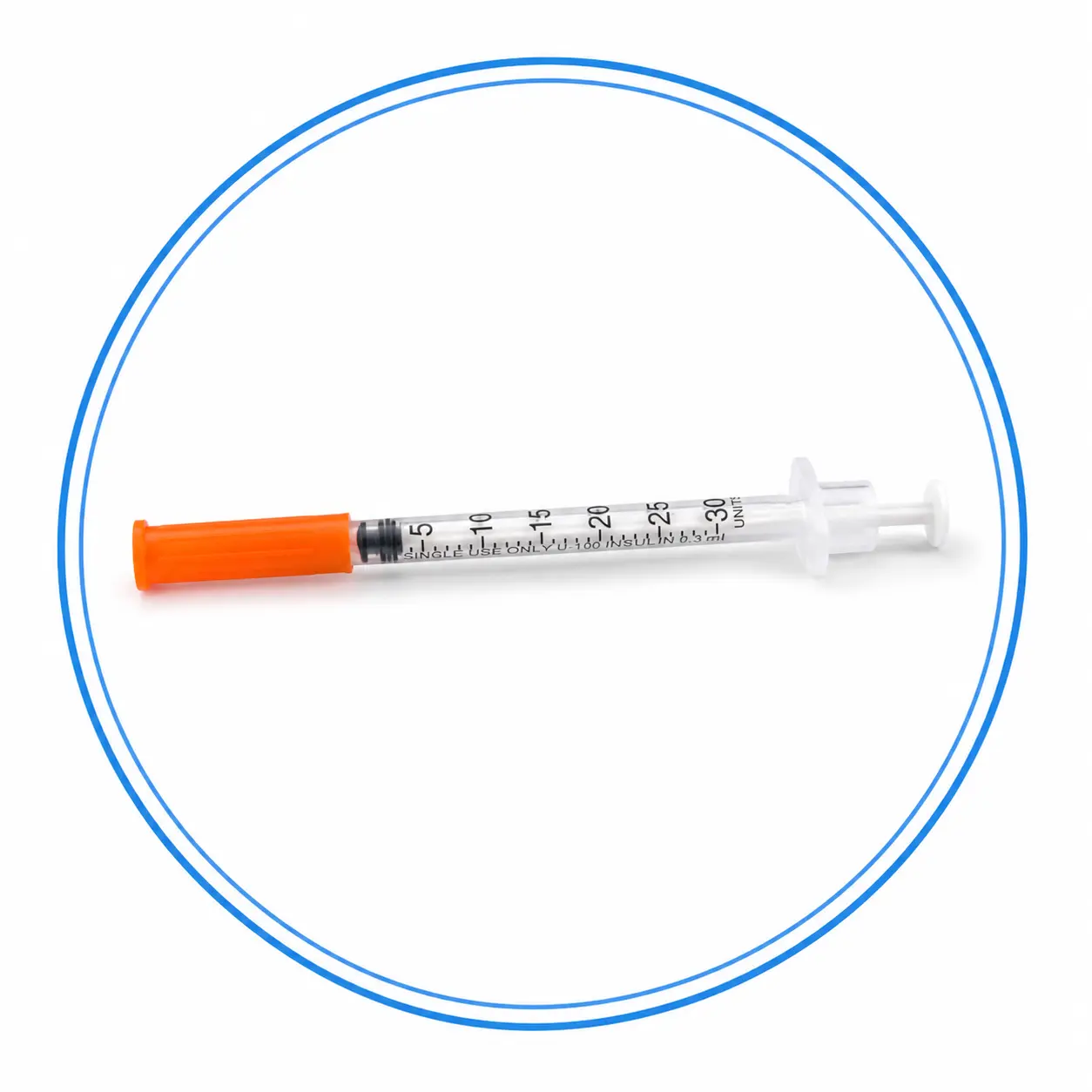 Compact 0.3 mL insulin syringe barrel