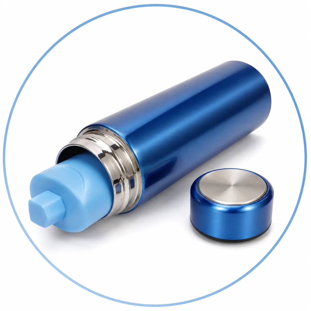 Insulin cooling cup with a cooling bottle inserted into the stainless steel body