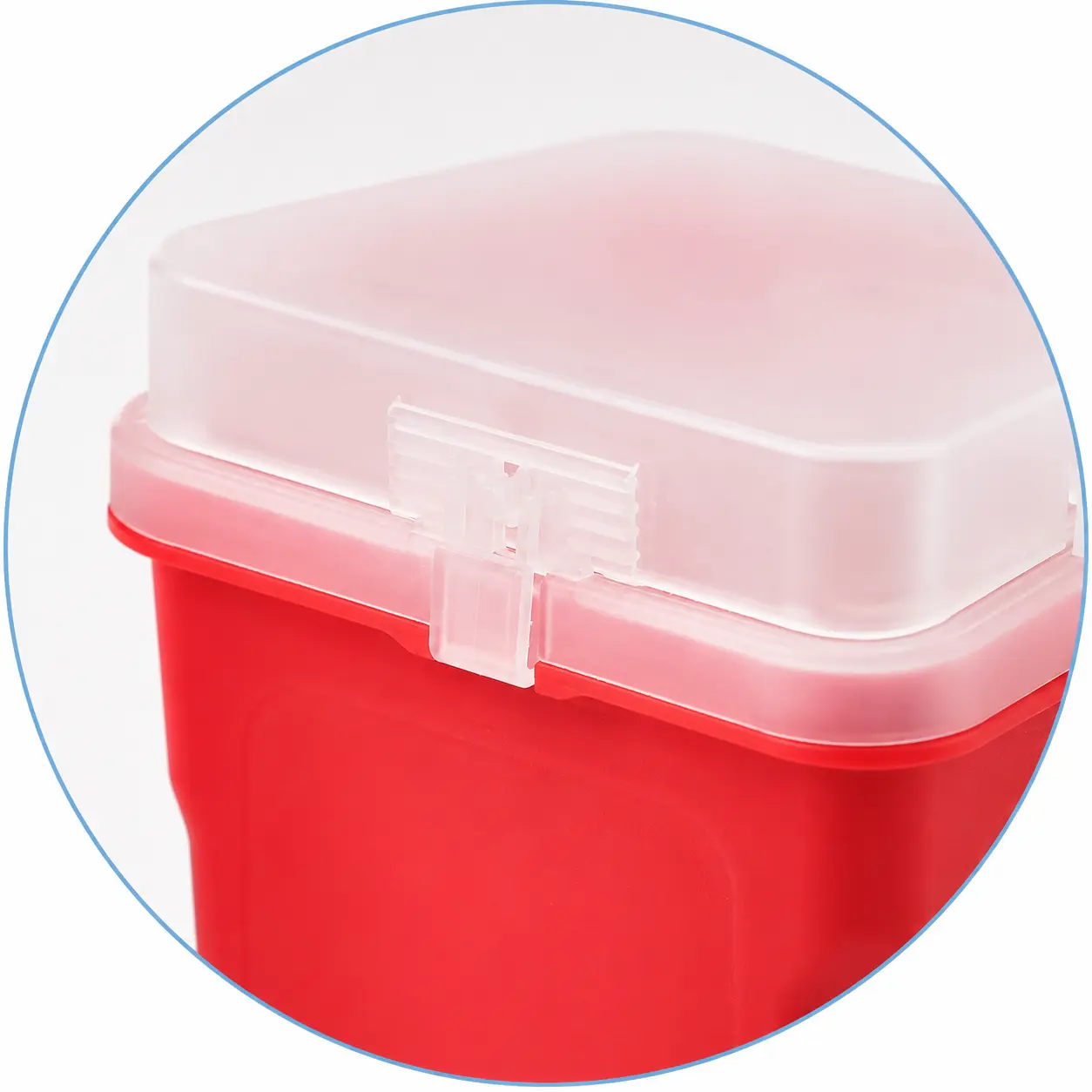 Final closure lock structure on a compact 0.2L sharps container