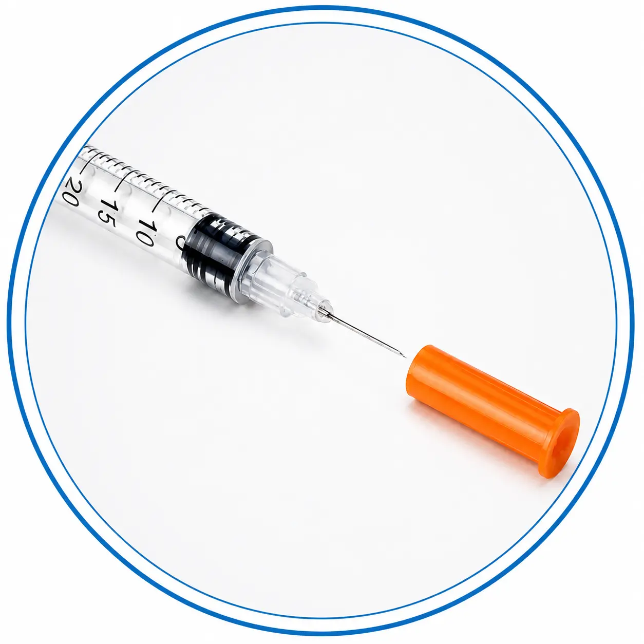 Fine needle detail on 0.3 mL insulin syringe