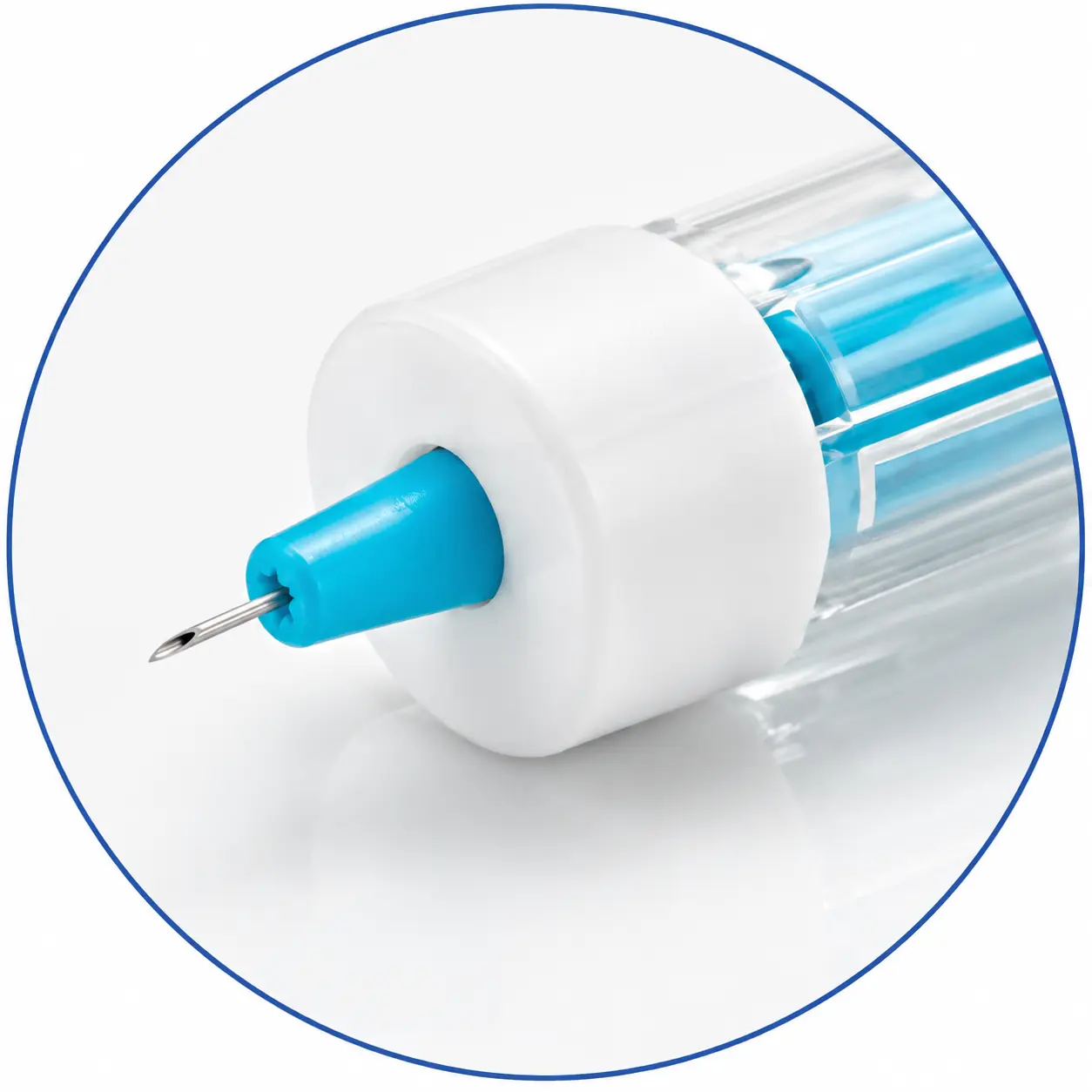 T-Type safety lancet showing the pressure-activated contact end and needle