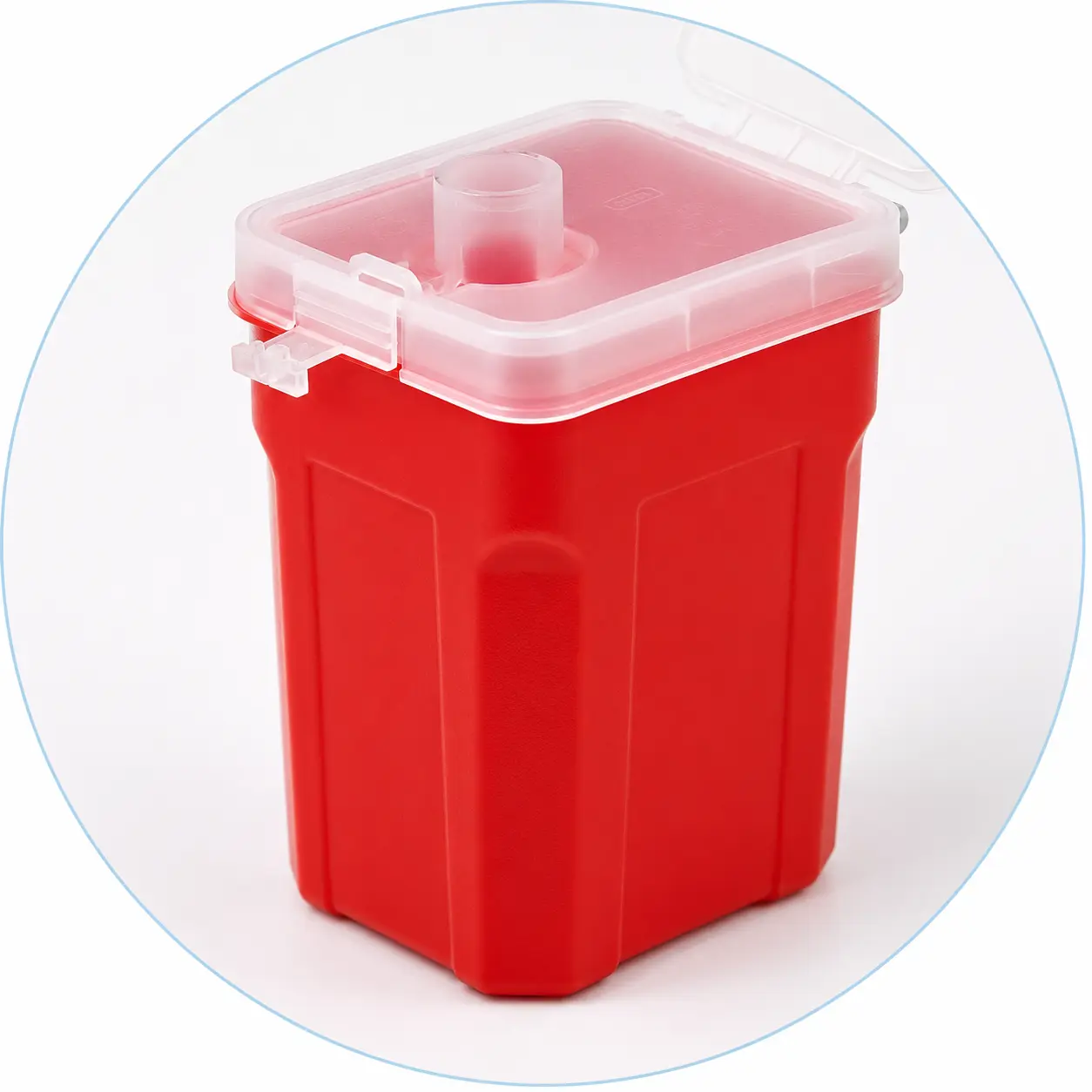 Compact 0.2L sharps container with translucent top and secure lid structure