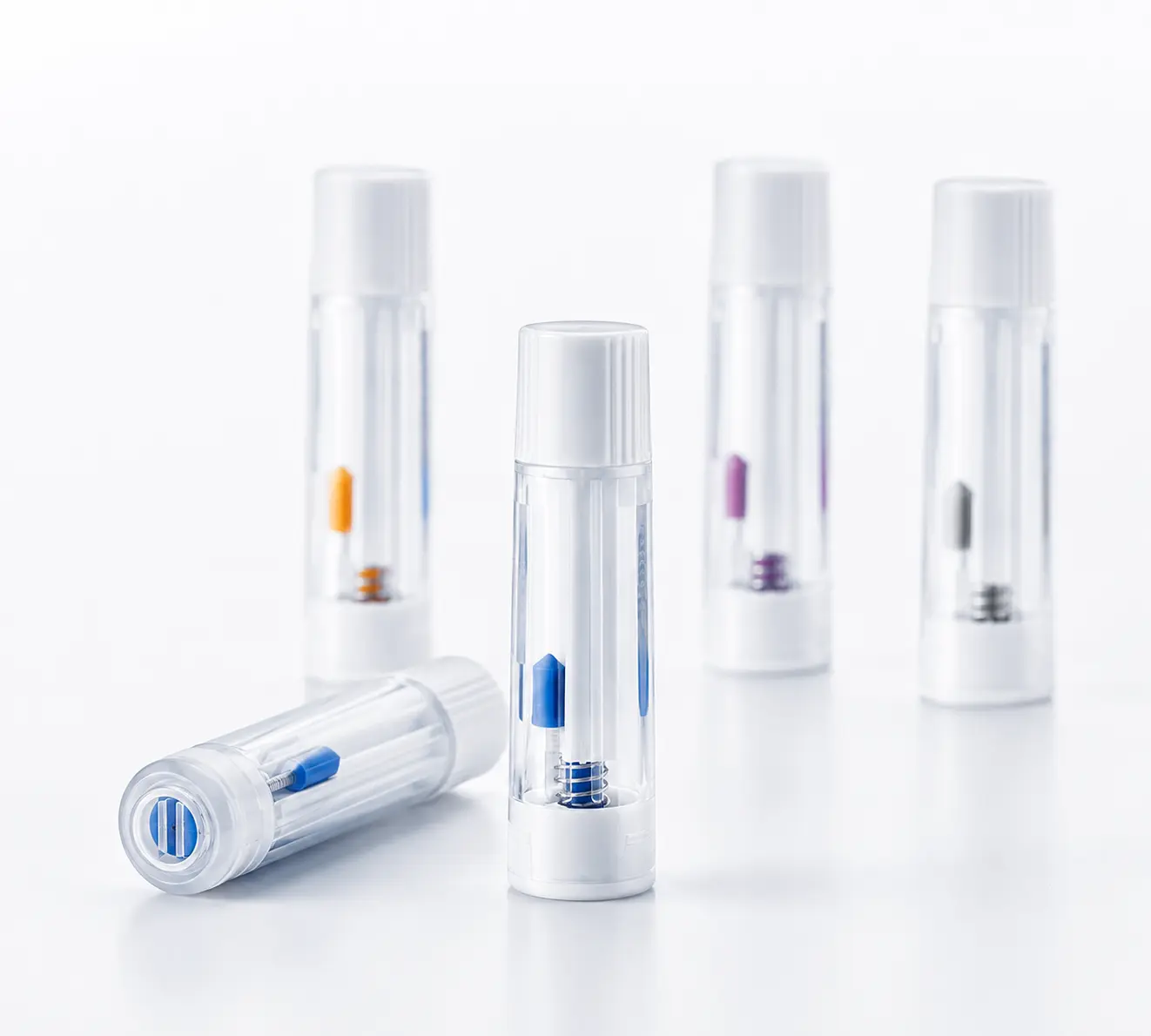 M-Type single-use safety lancets in multiple color-coded configurations