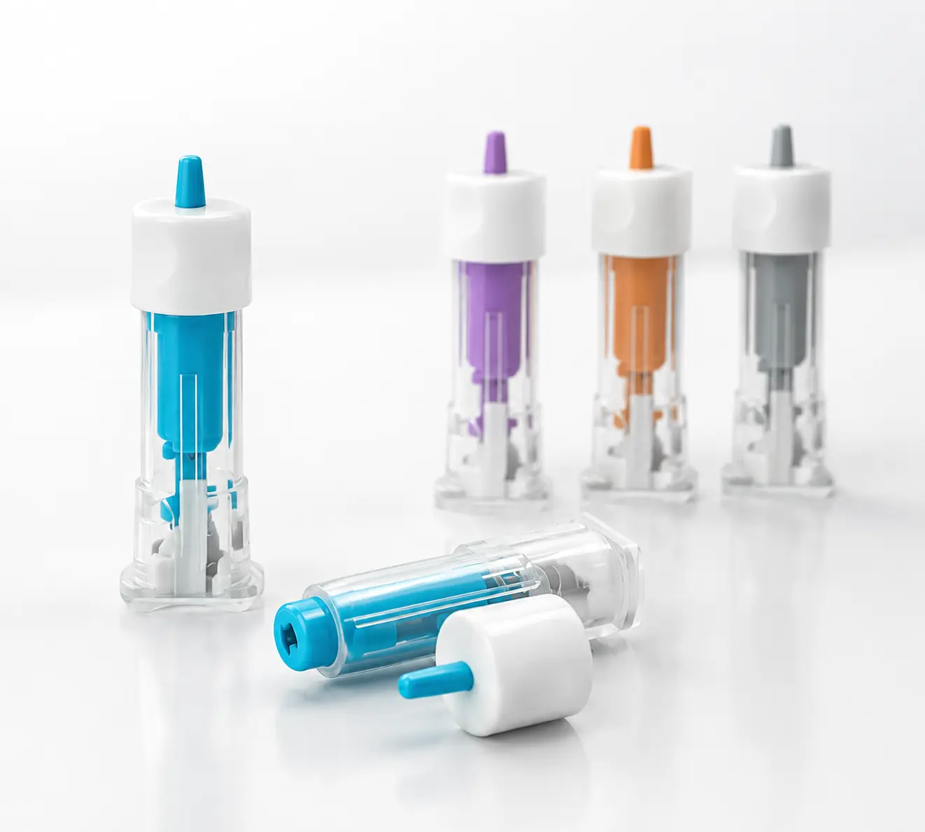 T-Type single-use safety lancets in multiple color-coded configurations