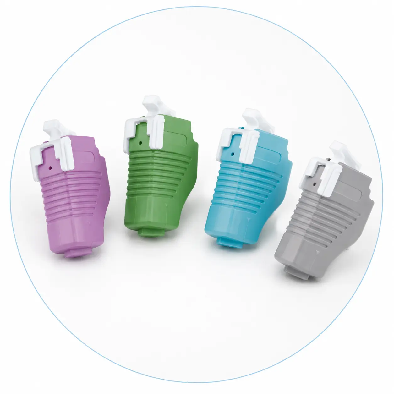 Four heel blood lancet configurations with different depth and blade-width specifications