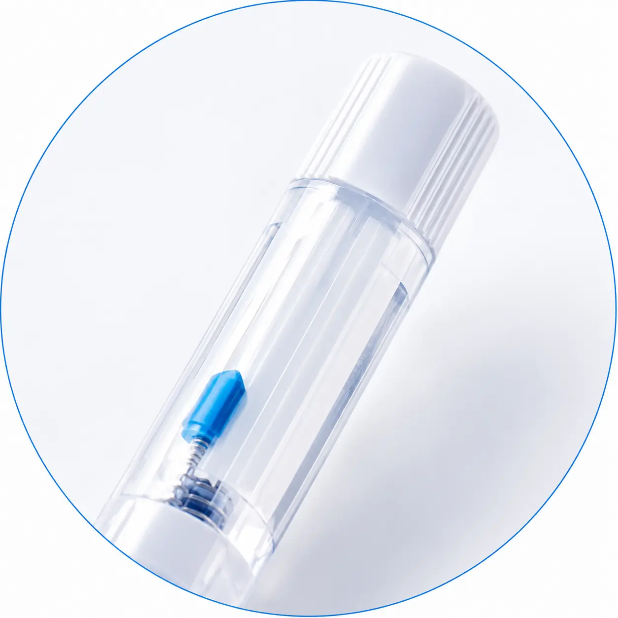 M-Type safety lancet with needle shielded inside the transparent body before activation