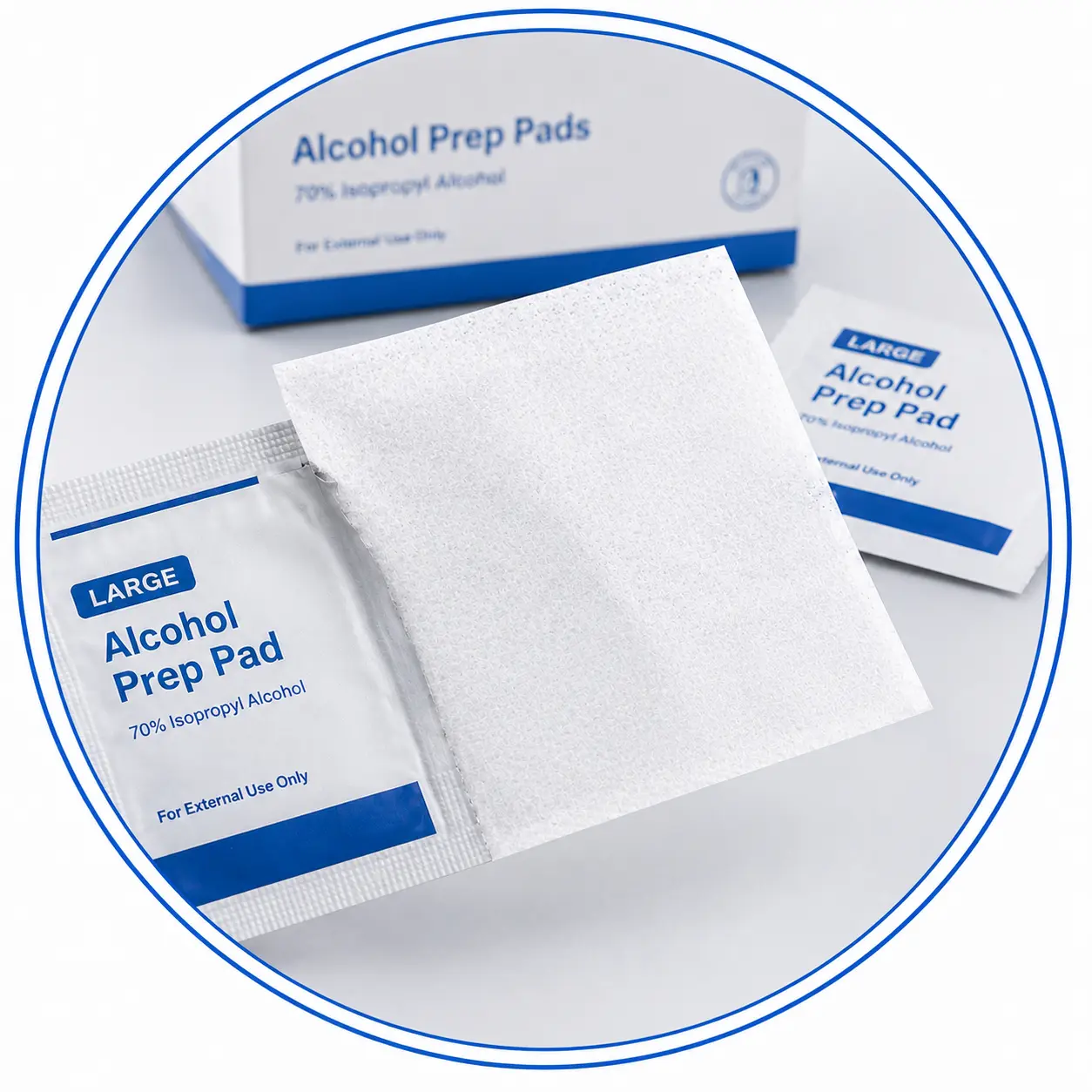 Soft nonwoven construction of a large alcohol prep pad