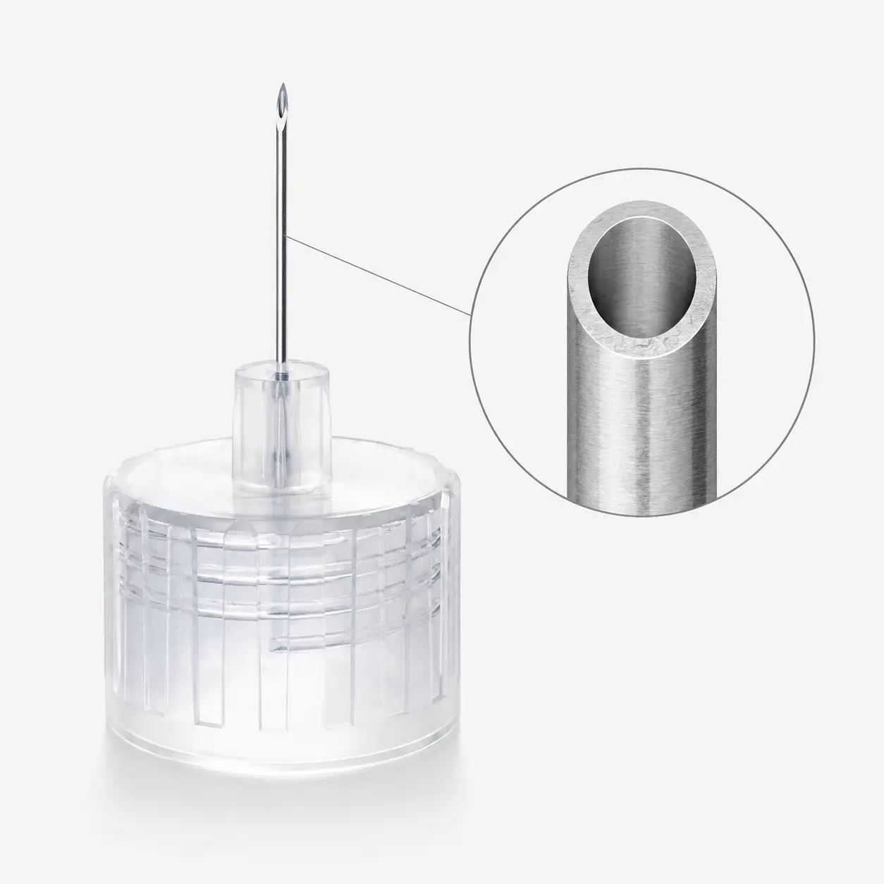 Thin-wall cannula structure on 5-bevel insulin pen needle