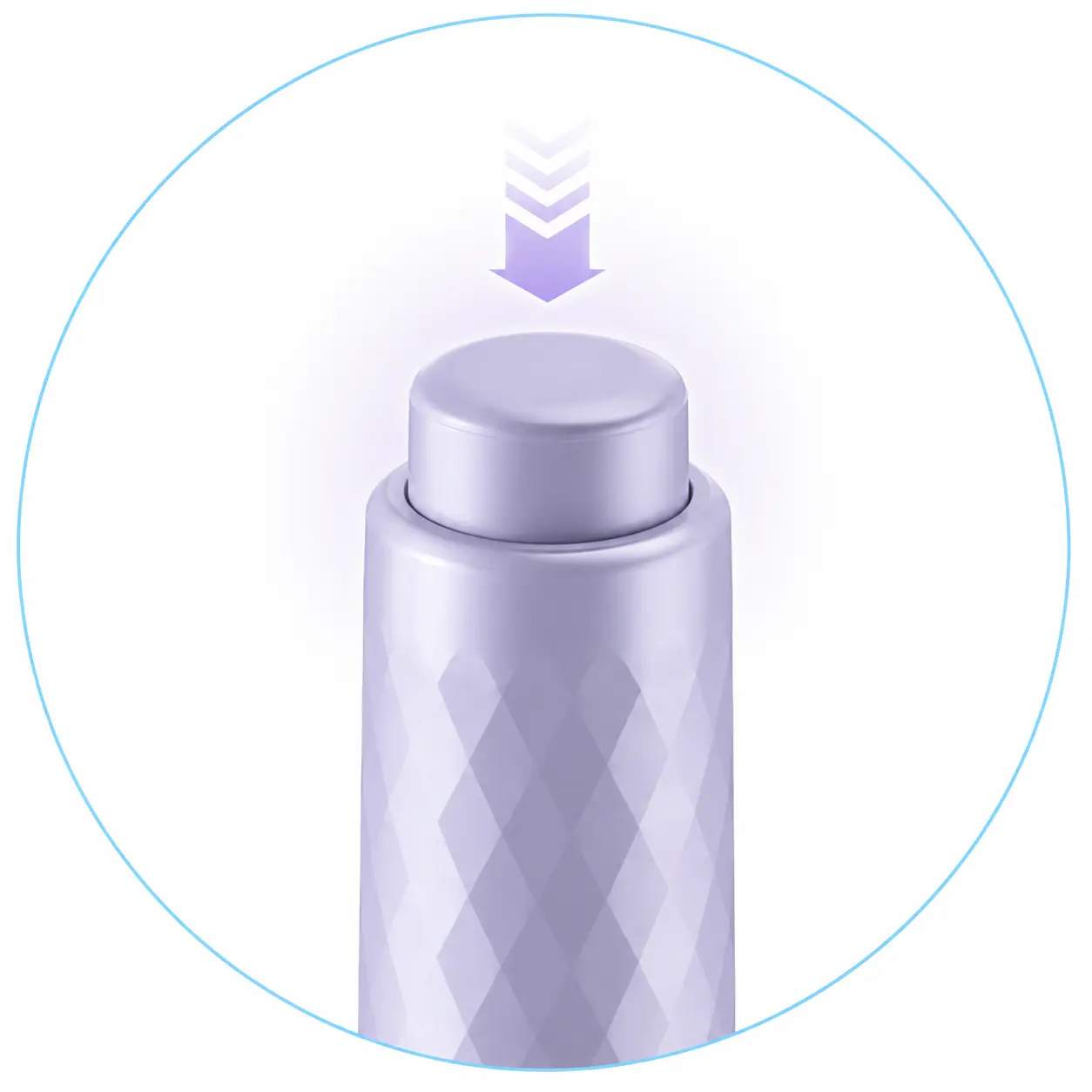 Top activation button on the purple lancing device