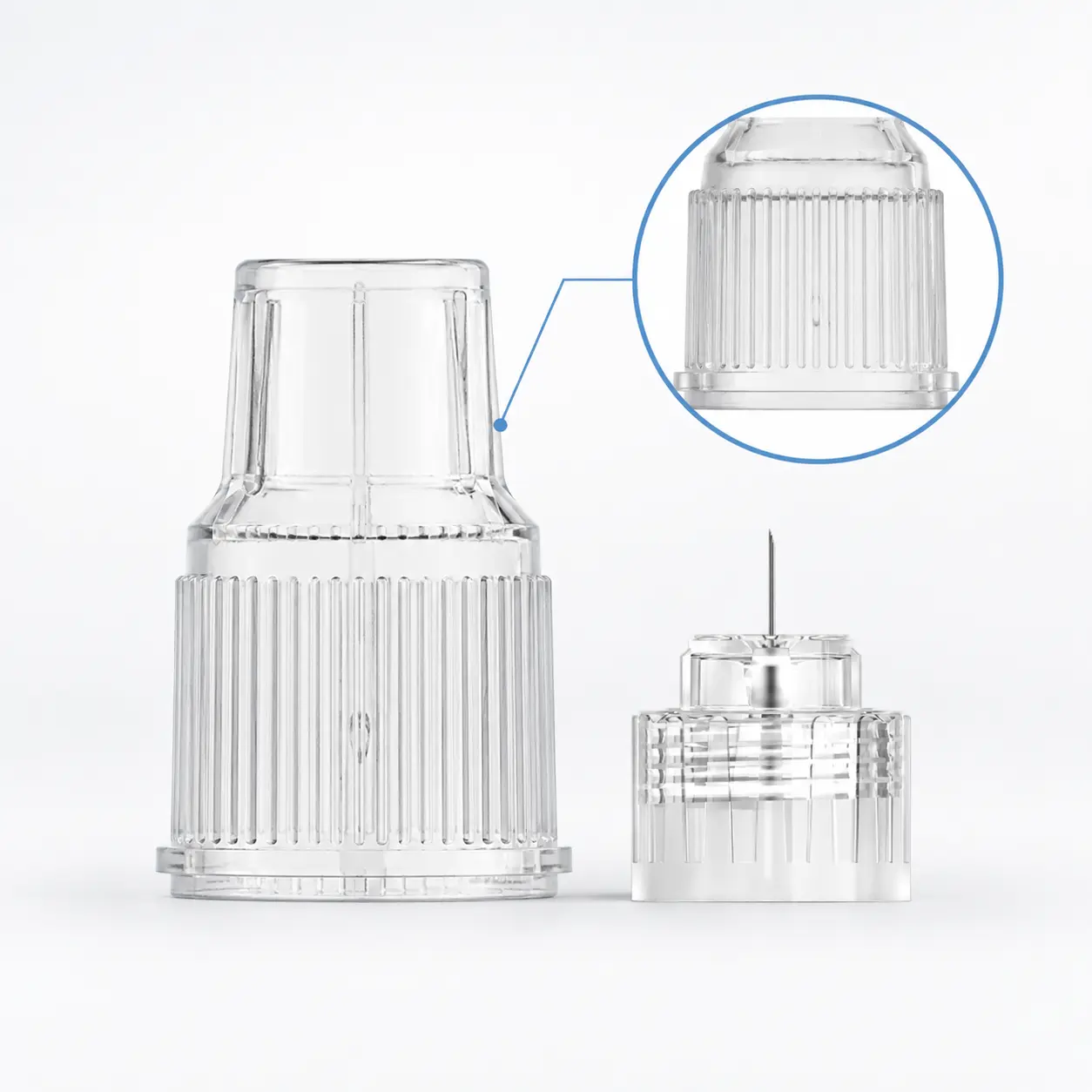 Wider outer cover structure on Plus insulin pen needle