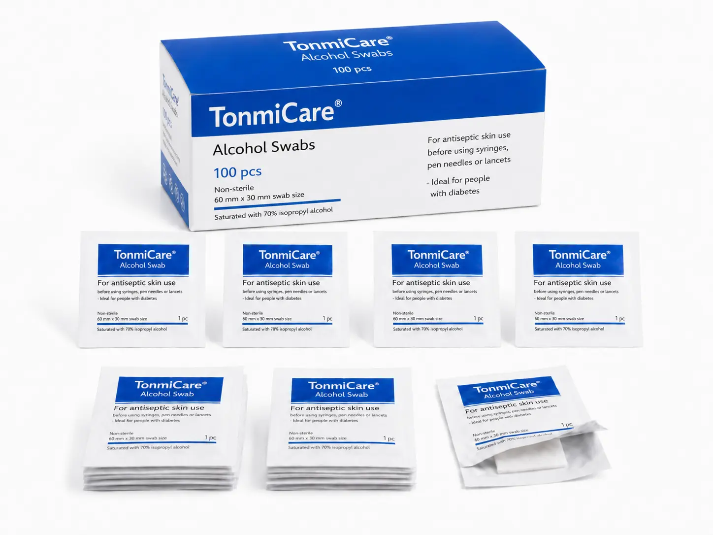 Individually wrapped alcohol prep pads in multiple packaging formats