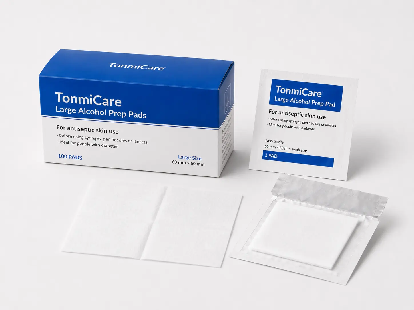 Large alcohol prep pads for clinics pharmacies and healthcare supply programs