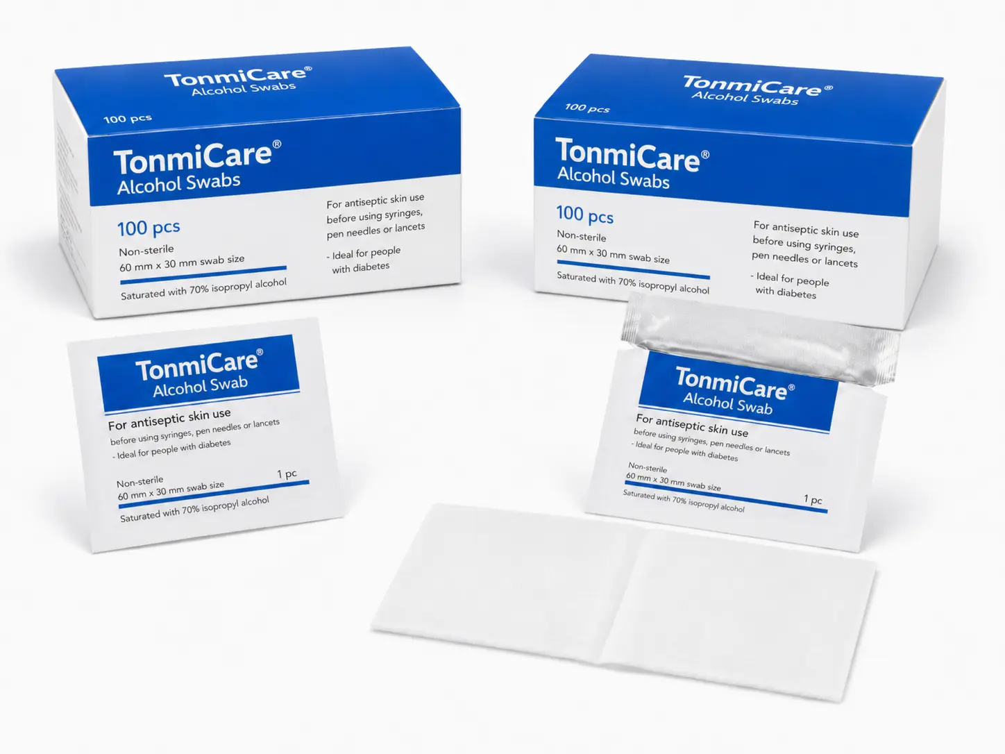 Standard and large alcohol prep pad size options