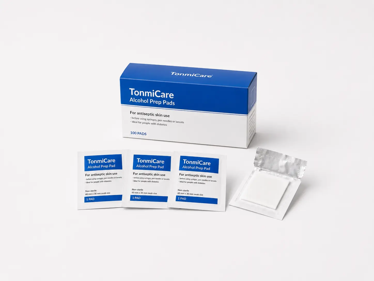 Individually wrapped sterile alcohol prep pads for healthcare supply programs