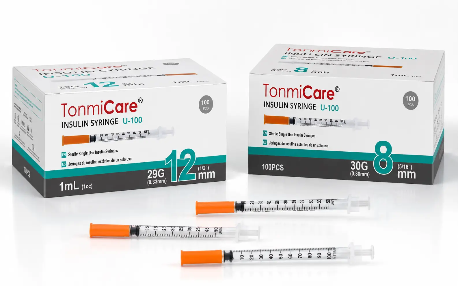 0.3 mL, 0.5 mL and 1 mL U-100 insulin syringe size comparison for pharmacy procurement