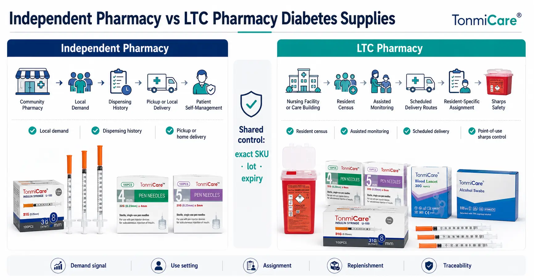 Independent pharmacy versus long-term care pharmacy diabetes supply workflow