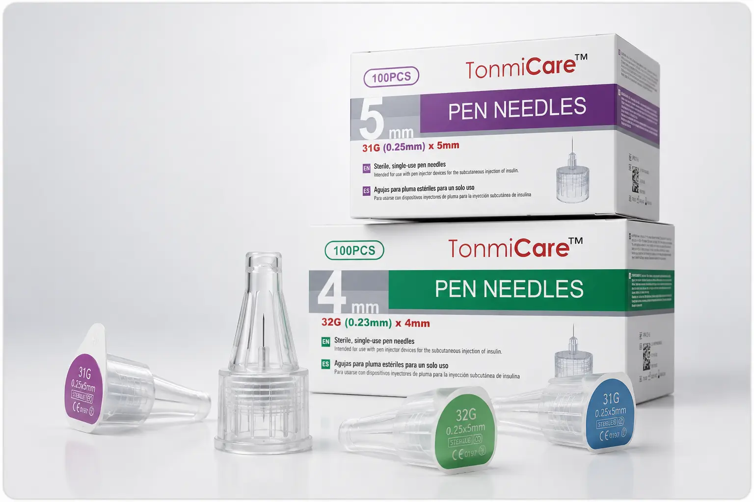 TonmiCare standard insulin pen needles for wholesale supply with multiple gauge and needle length options
