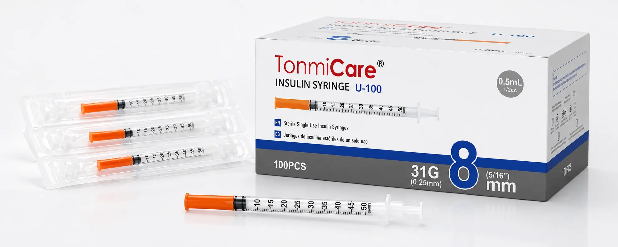 0.5 mL insulin syringes with orange caps for wholesale diabetes supply programs